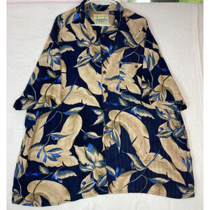 Island Fever Hawaiian Shirt Mens 5XB Blue Button Short Sleeve Leaf Aloha...